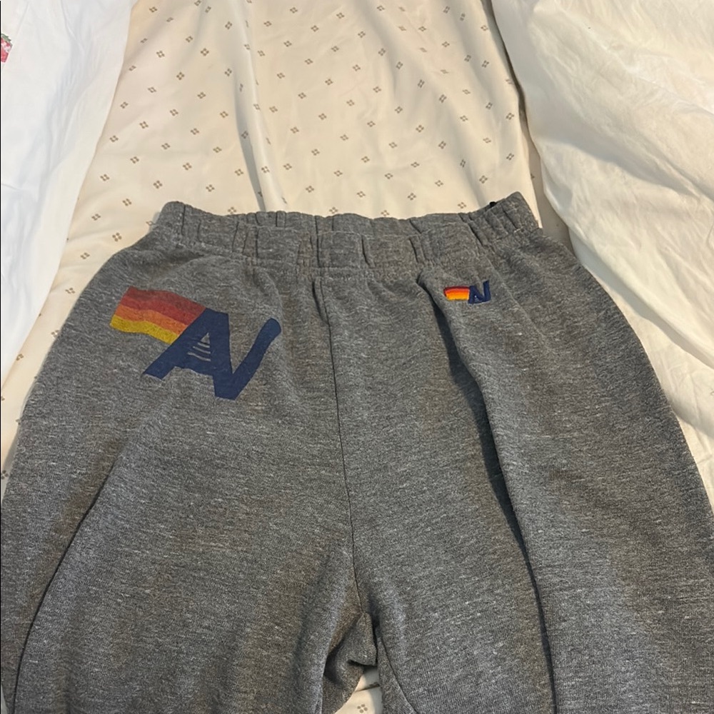 Aviator Nation Gray and Red Sweatpants with Elastic Waistband